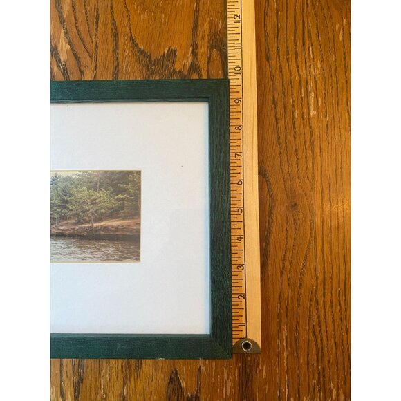 Vintage Framed Castle Rock Lake Wisconsin Photograph Glass Pane Green Wood Frame - Picture 3 of 4
